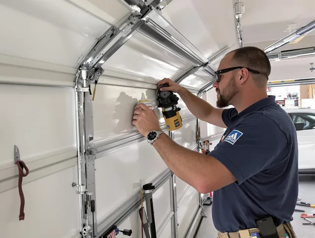 Stratford Garage Door Repair technician quieting a noisy garage door in Stratford