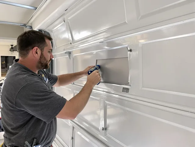 Garage door panel repair by Stratford Garage Door Repair in Stratford